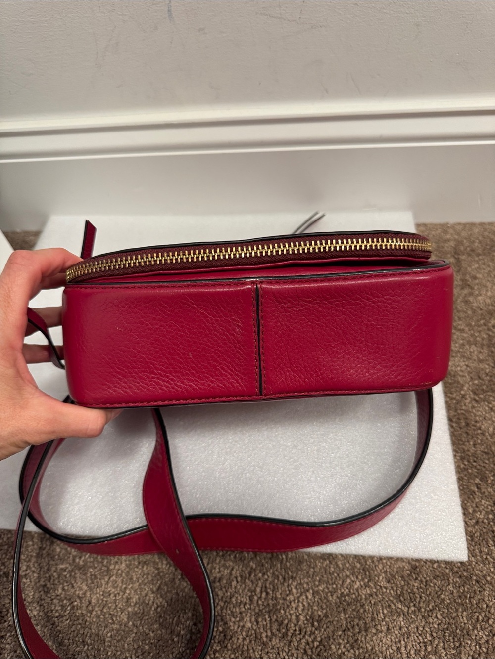 Marc Jacobs Recruit Nomad saddle bag red pebbled leather sample crossbody bag - Picture 7 of 13
